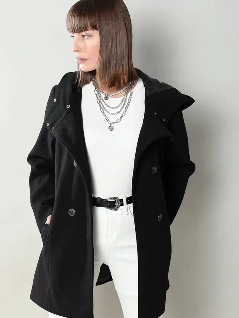 Black Hooded Trench Coat