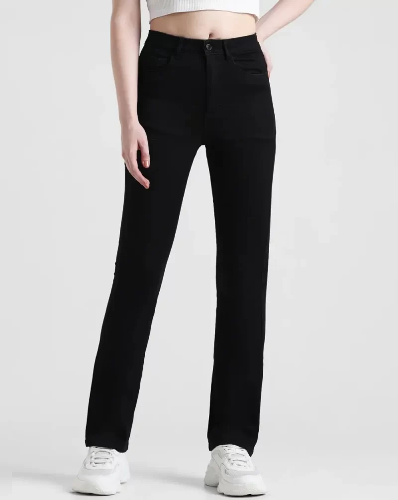 Black High Rise Flared Jeans