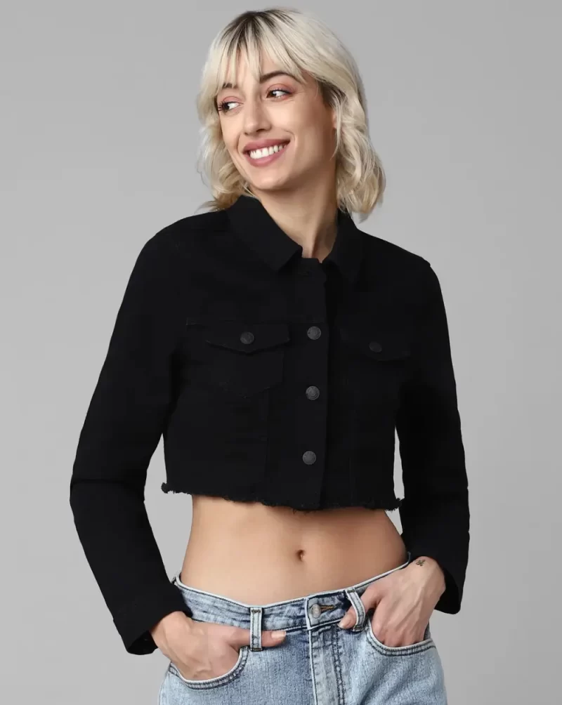 Black Cropped Denim Jacket