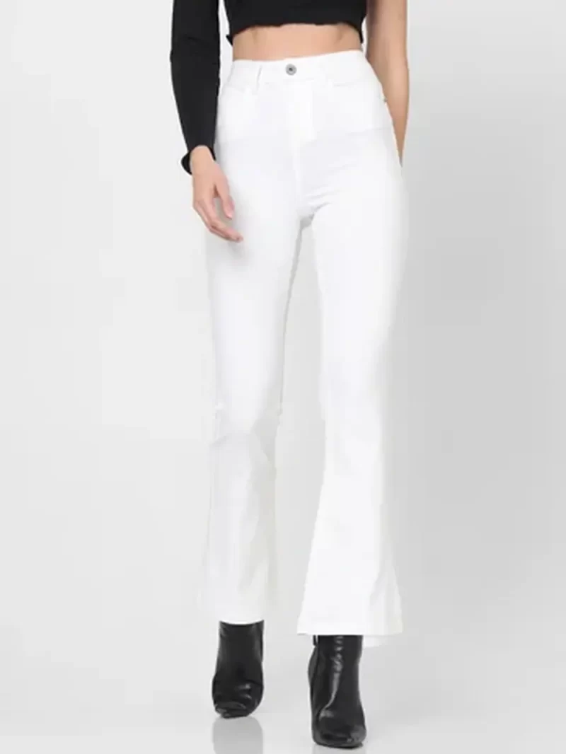 White High Rise Bootcut Jeans