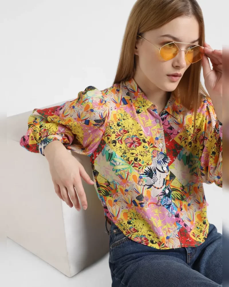 Yellow Floral Print Shirt