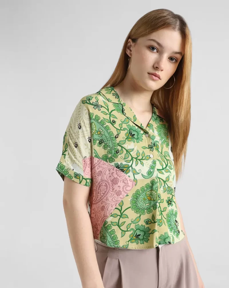 Green Paisley Print Shirt