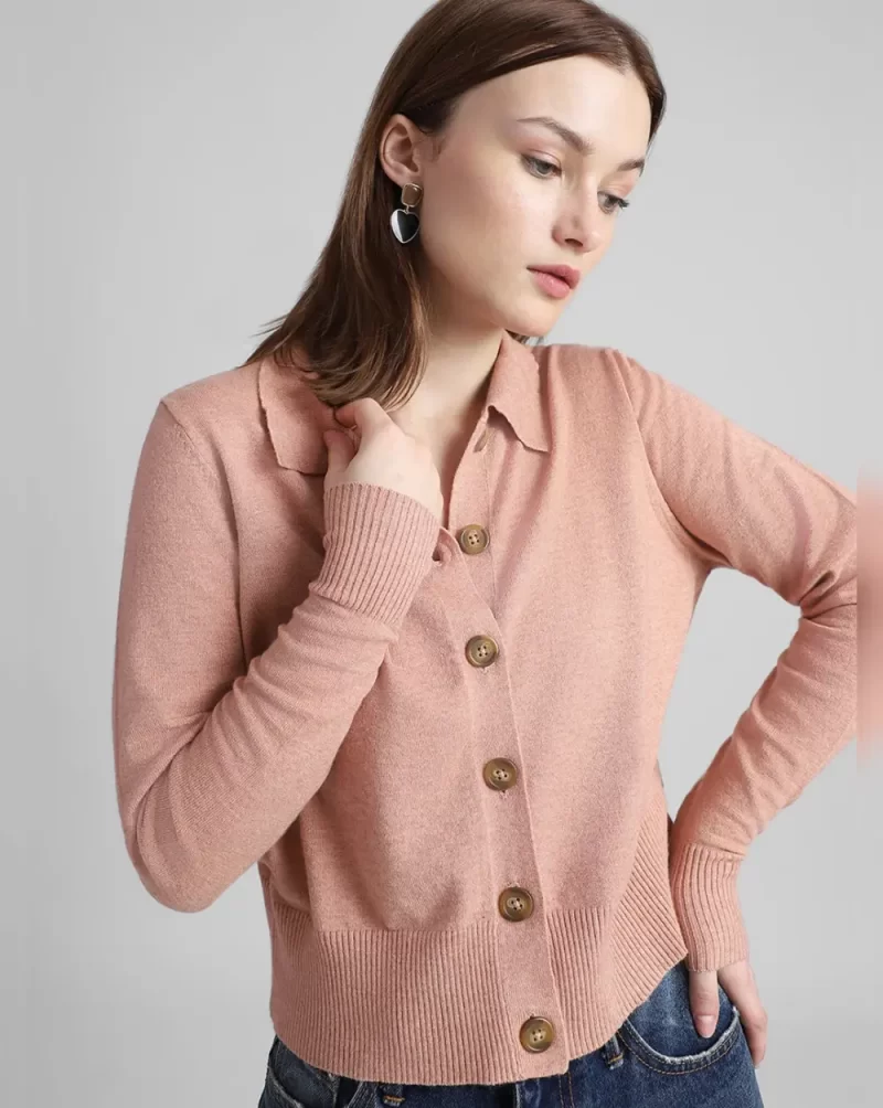 Brown Front Button Cardigan