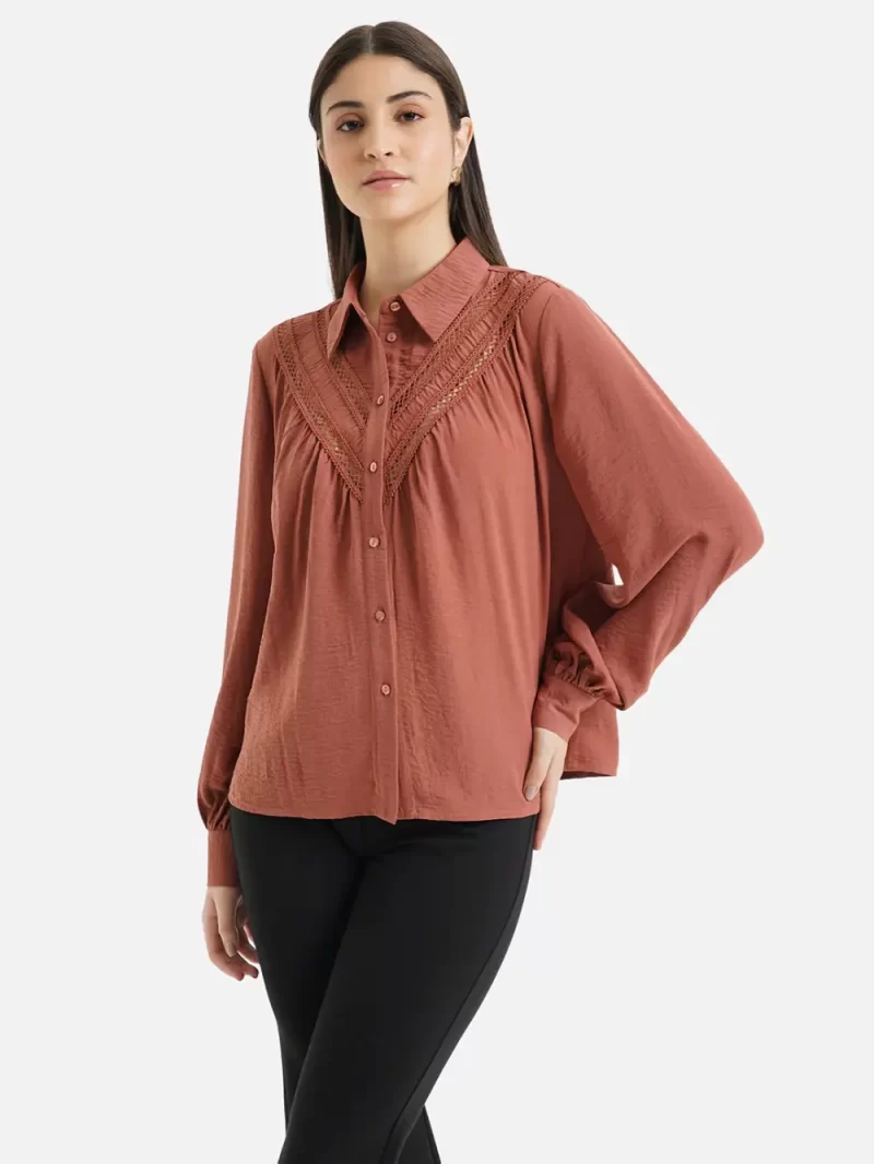 Buttoned Down Lace Insert Shirt