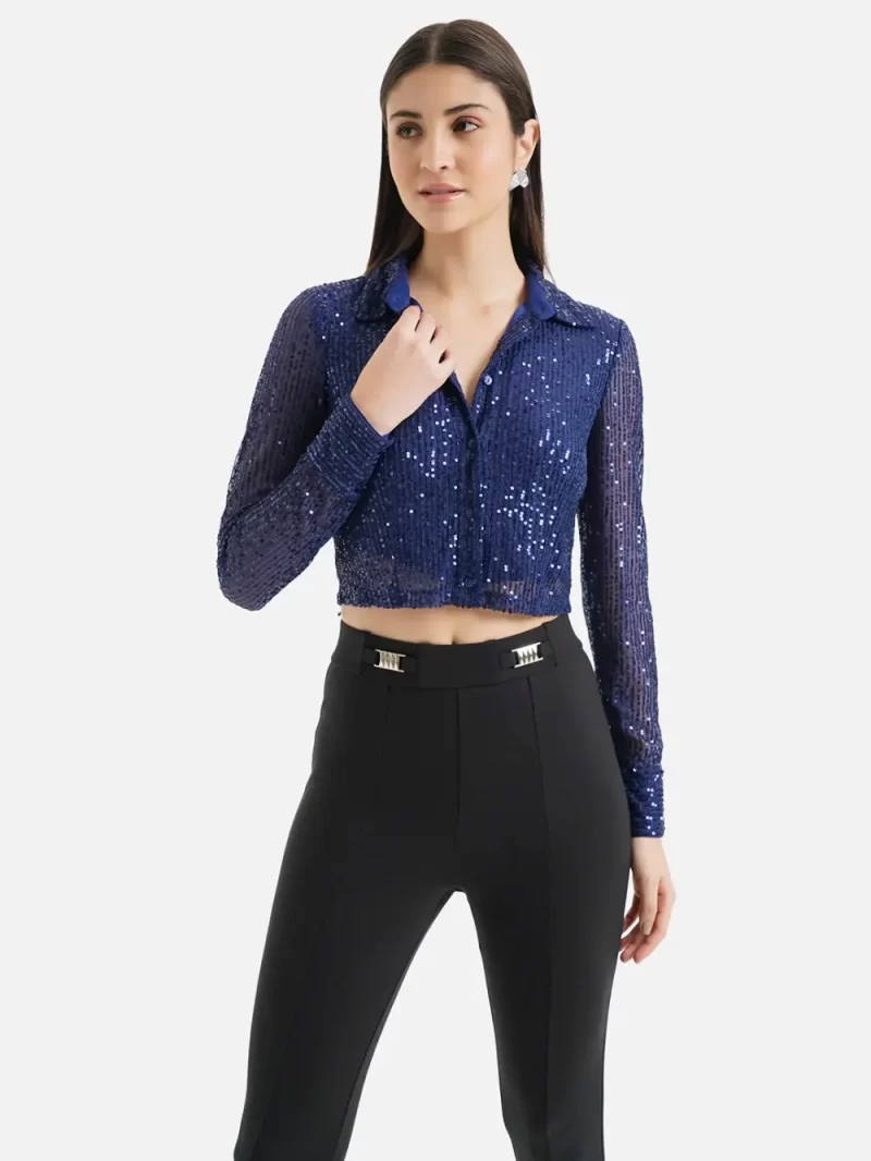 Cropped Sequin Shirt