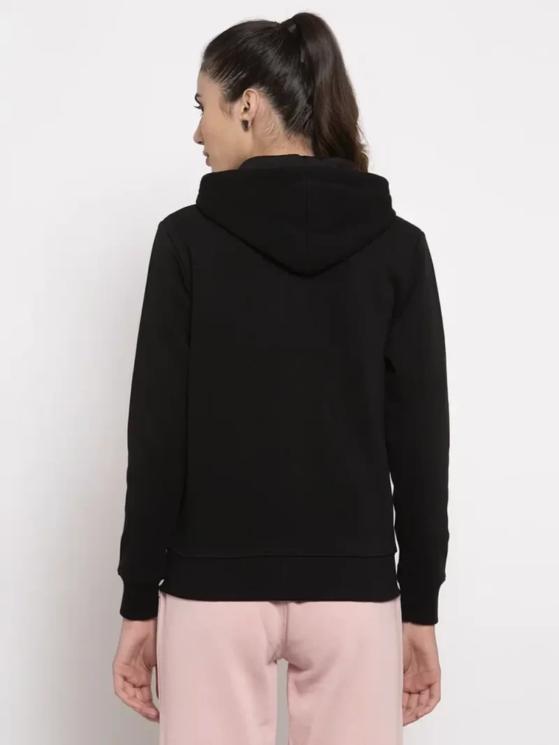 Women Black Regular Fit Zipper Sweatshirt