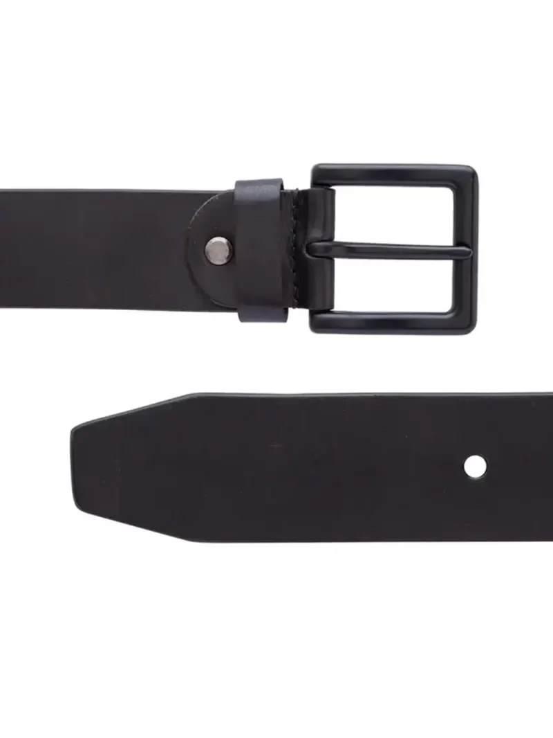 Leather Black Solid Belt - Simon