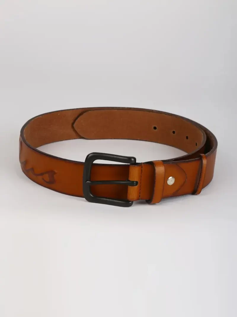 Men Khaki Leather Leather Belt