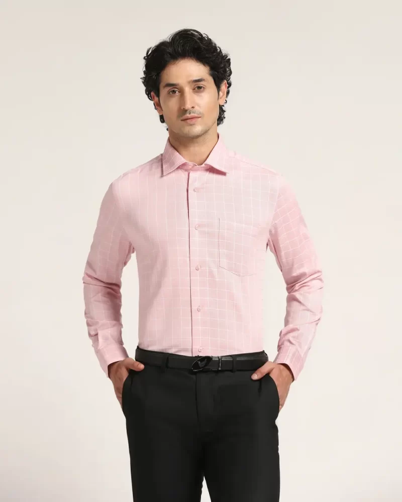 Non Iron Formal Dusty Pink Check Shirt - Yeti