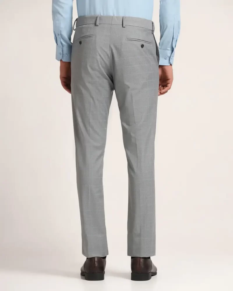 Slim Fit B-91 Formal Light Grey Check Trouser - Banner