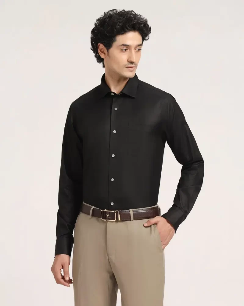 Luxe Formal Black Solid Shirt - Wonder
