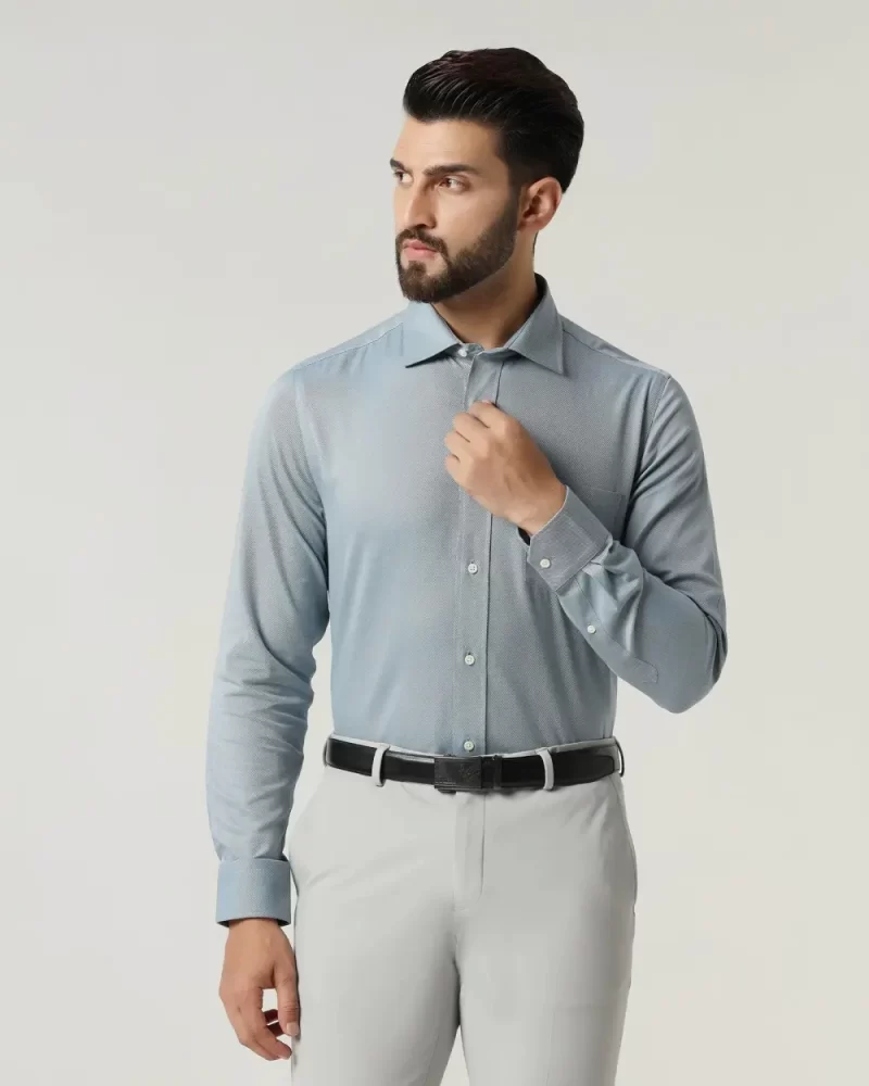 Temptech Formal Blue Solid Shirt - Antony