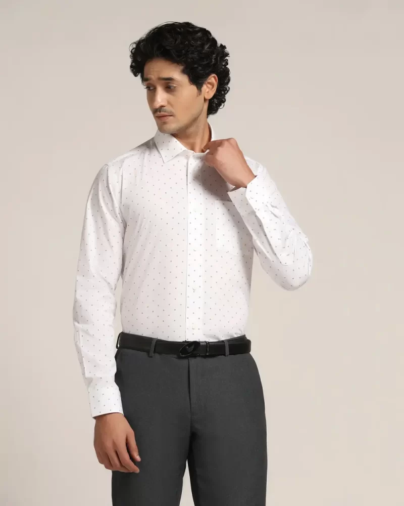 Formal White Printed Shirt - Ally