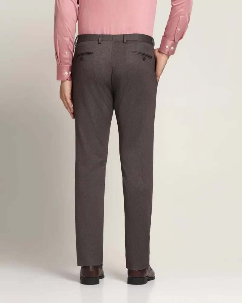 Slim Fit B-91 Formal Brown Printed Trouser - John