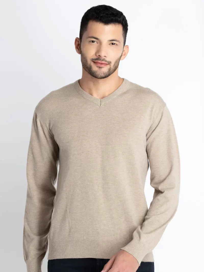Mens Solid V-Neck Sweater