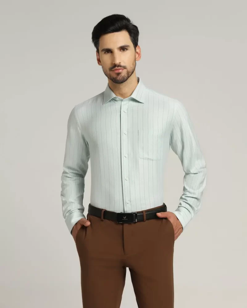 Temptech Formal Green Striped Shirt - Primer