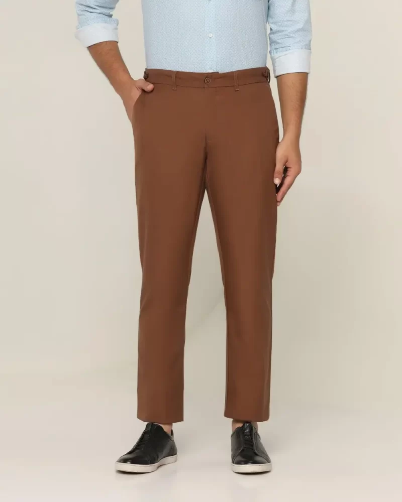 Slim Comfort B-95 Casual Brown Textured Khakis - Jeny