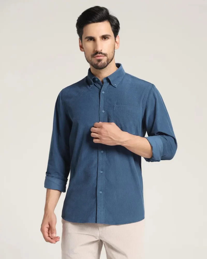 Casual Blue Textured Shirt - Westin