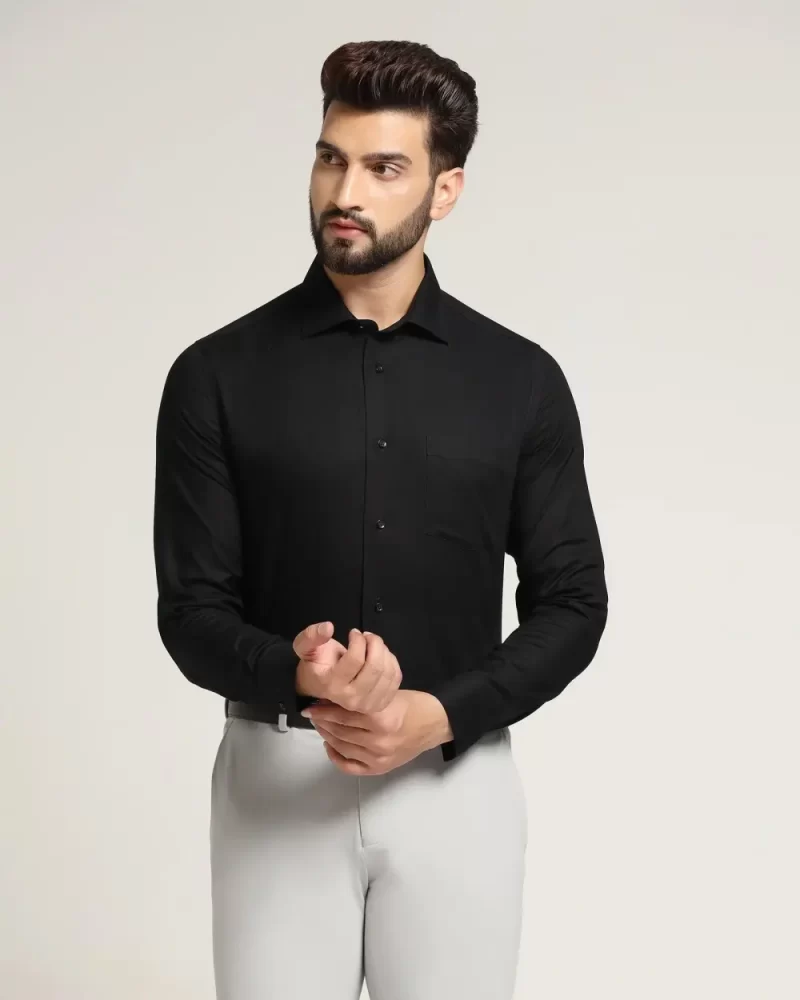 Formal Black Textured Shirt - Kush