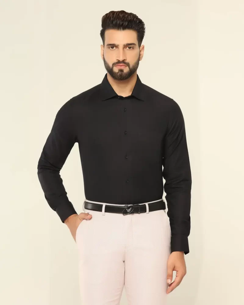 Formal Black Textured Shirt - Setal