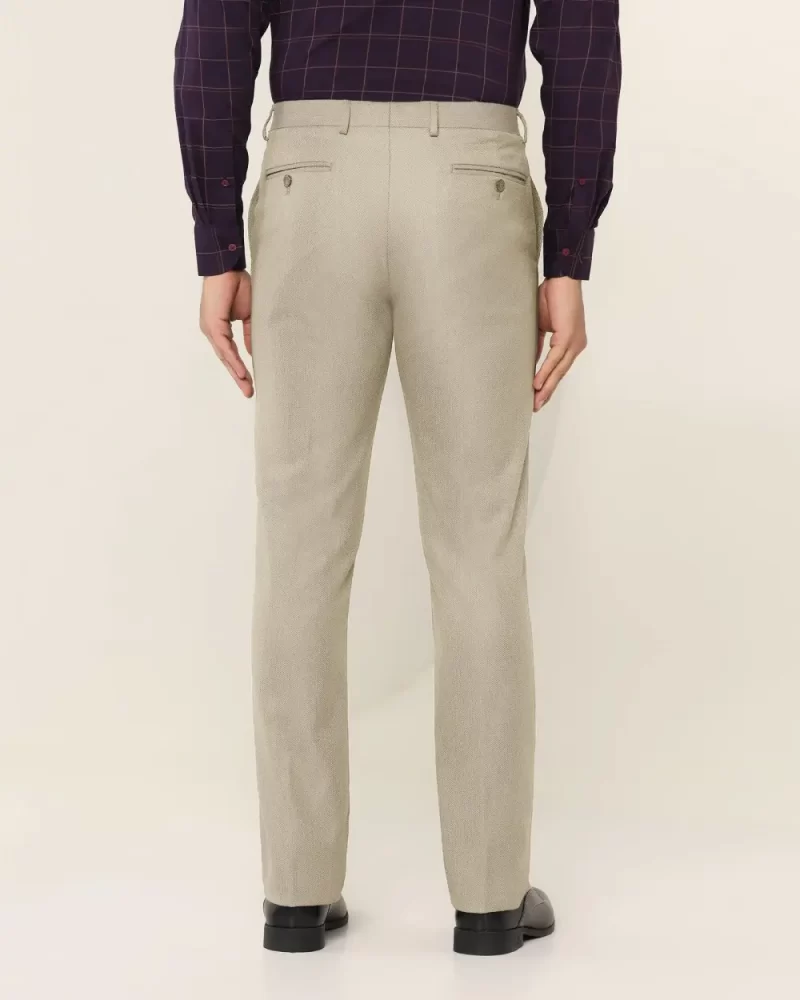 Straight B-90 Formal Beige Textured Trouser - Wall