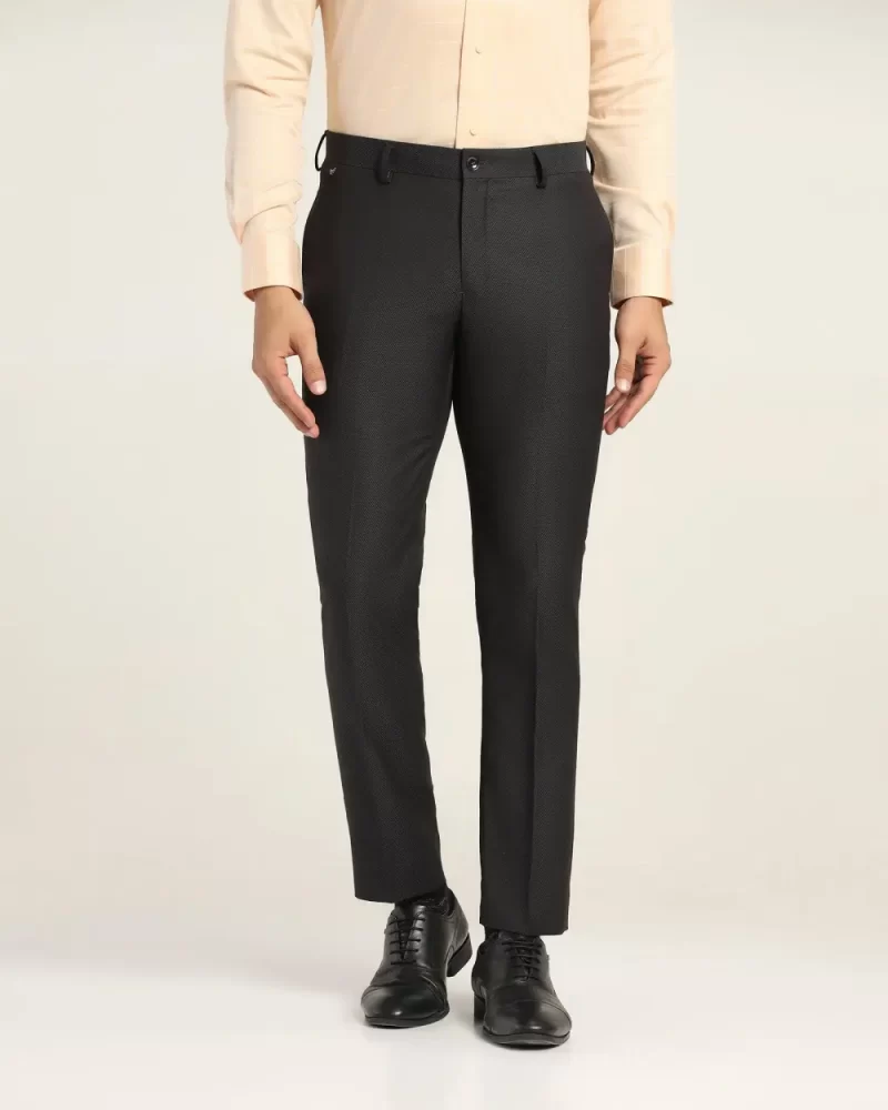 Slim Fit B-91 Formal Charcoal Textured Trouser - Shane