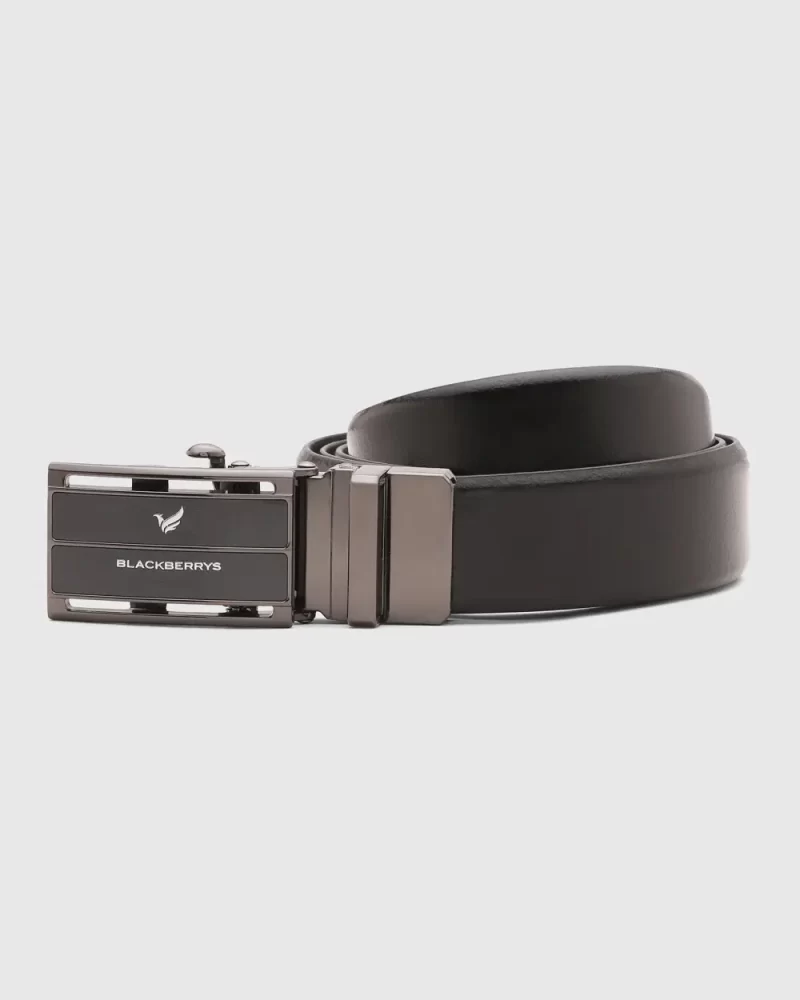 Leather Black Solid Belt - Stephan