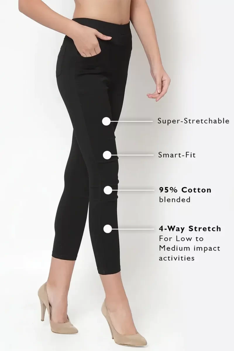 Women Black Mid-Rise Stretchable Ankle Length Jegging