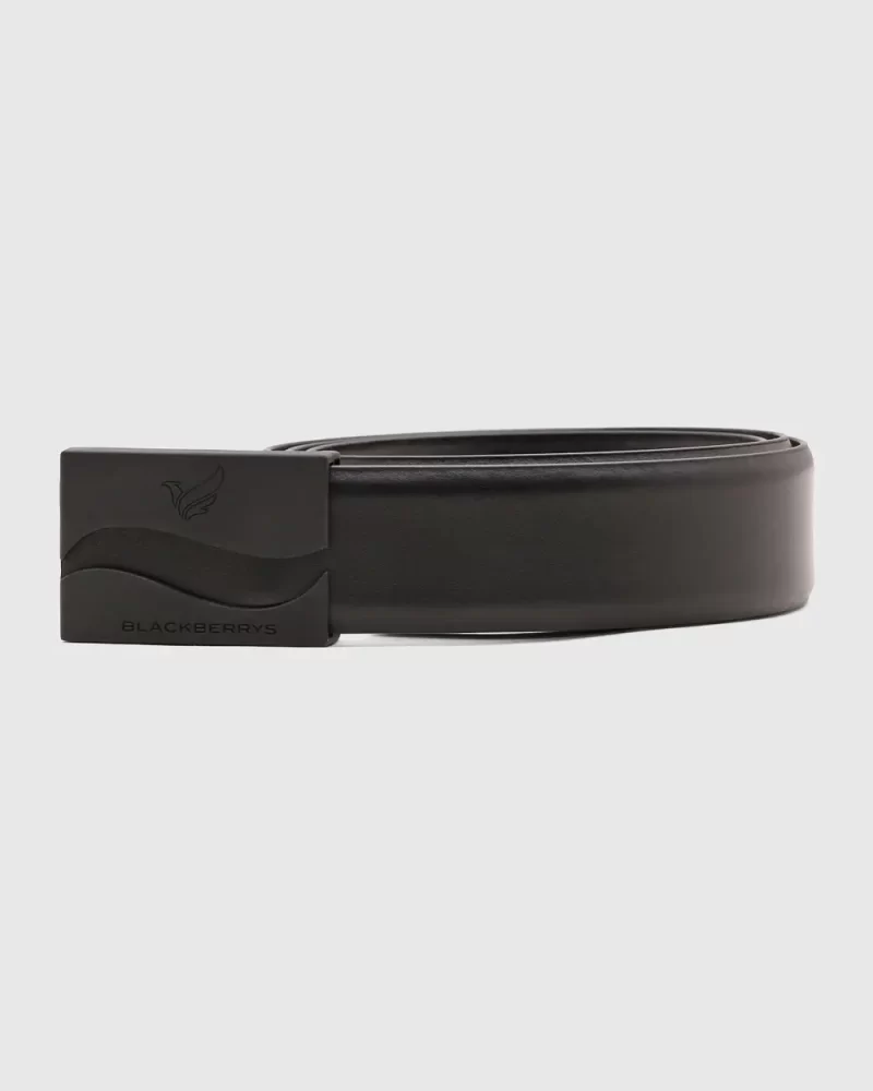 Leather Black Solid Belt - Santiago