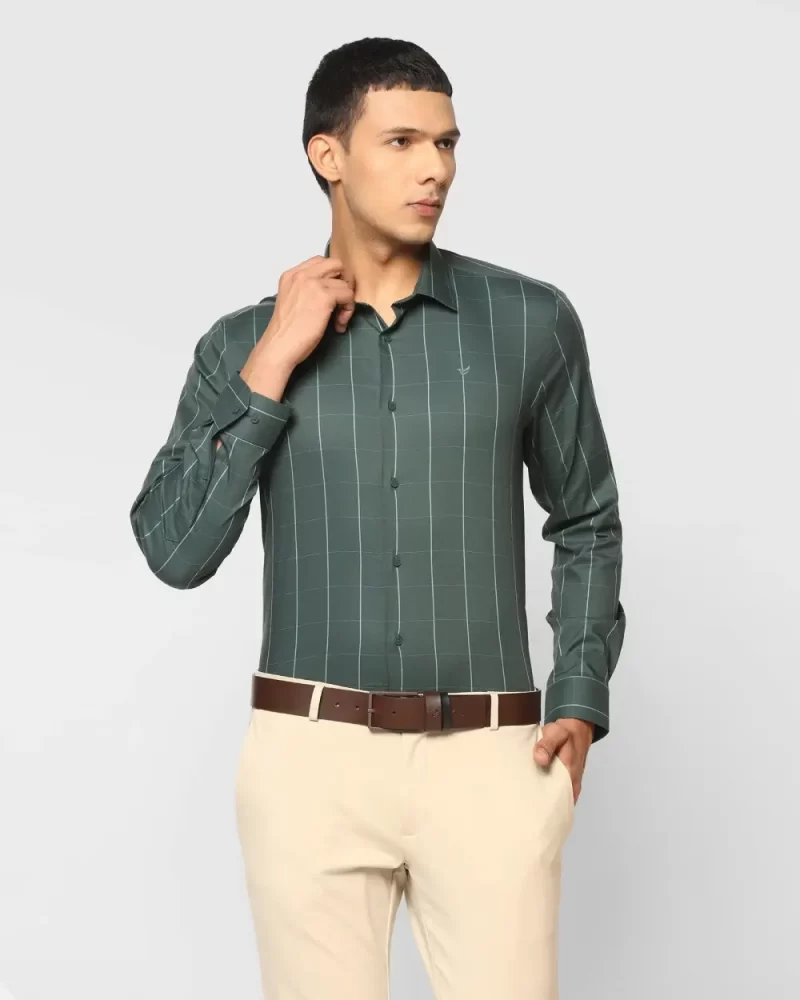 Techpro Formal Green Check Shirt - Digo