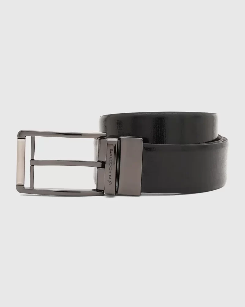 Leather Black Tan Textured Belt - Quaff