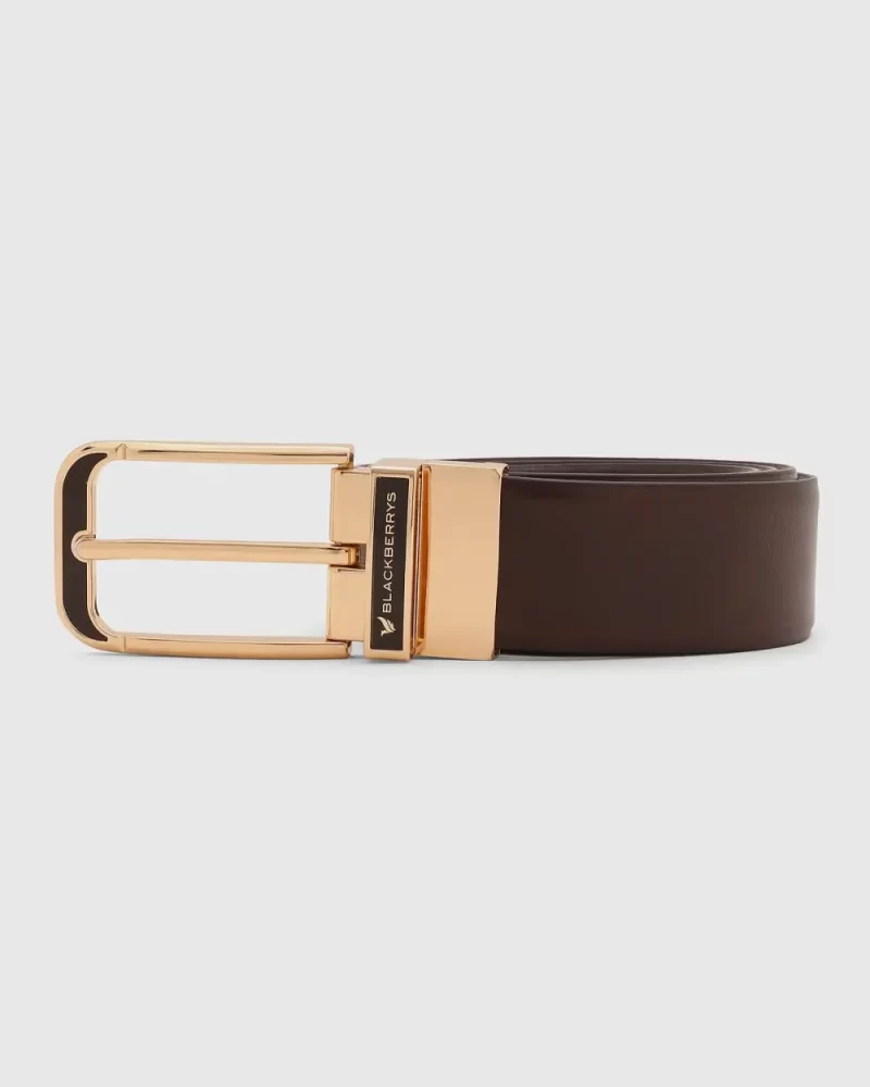 Leather Reversible Brown Textured Belt - Papal