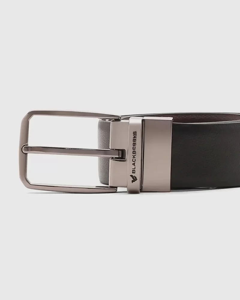 Leather Reversible Black Brown Textured Belt - Stefano