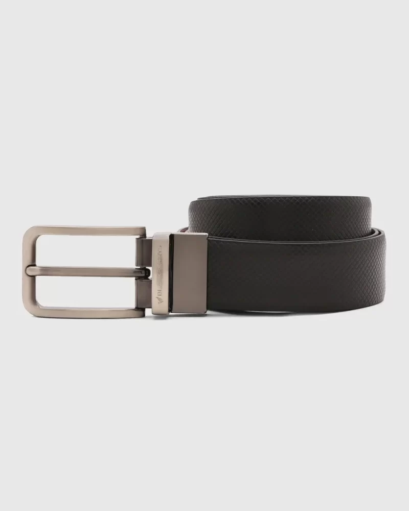 Leather Reversible Black Tan Textured Belt - Sandro