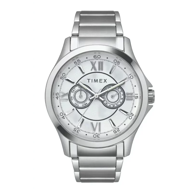 Timex Empera Men'S Silver Dial Round Case Day Date Function Watch -Tw000X121