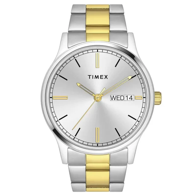 Timex Classics Collection Premium Quality Men'S Analog Silver Dial Coloured Quartz Watch, Round Dial With 42Mm Case Width - Tw0Tg8314