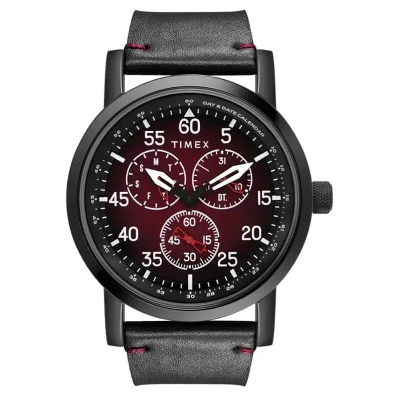 Timex Fashion Men'S Red Dial Round Case Multifunction Function Watch -Tweg16604