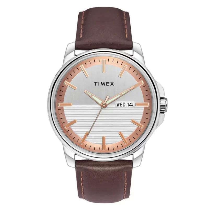 Timex Fashion Men'S Silver Dial Round Case Day Date Function Watch -Tweg17210