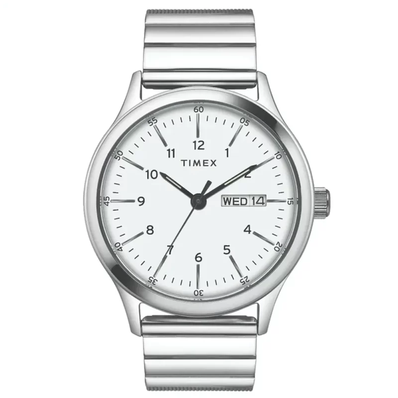 Timex Fashion Men'S White Dial Round Case Day Date Function Watch -Tweg19703