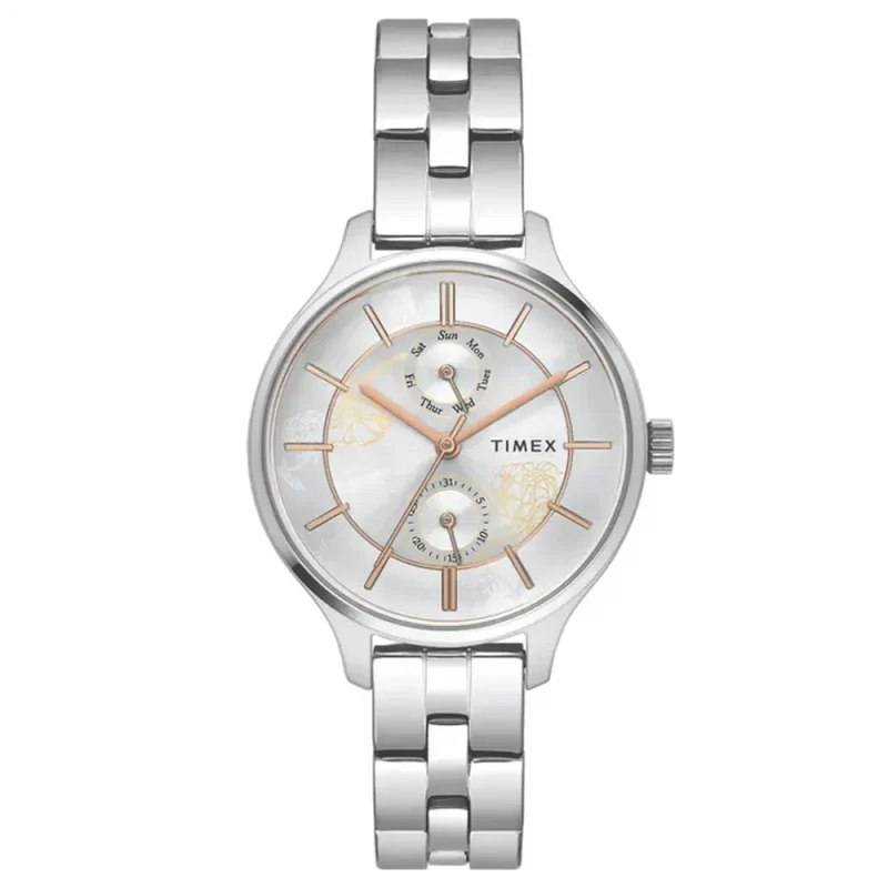 Timex Fashion Women'S Silver Dial Round Case Multifunction Function Watch -Twel14800