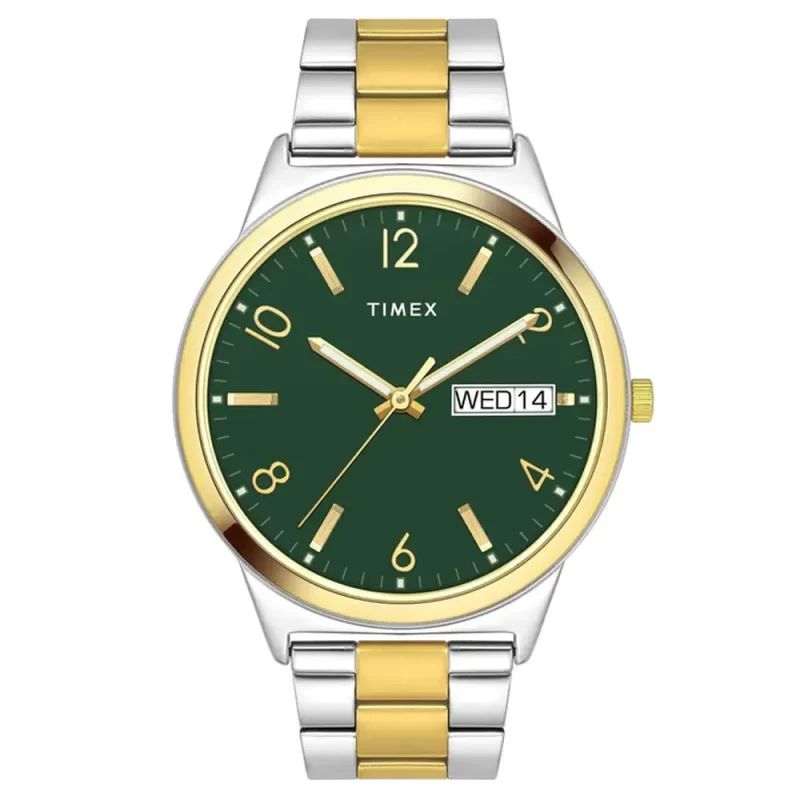 Timex Classics Collection Premium Quality Men'S Analog Green Dial Coloured Quartz Watch, Round Dial With 41Mm Case Width - Twtg10006