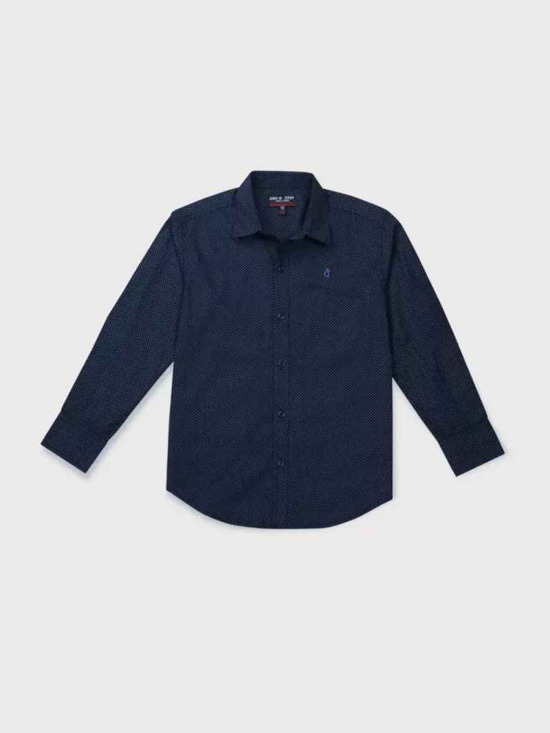 Gini And Jony Boys Solid Cotton Shirt