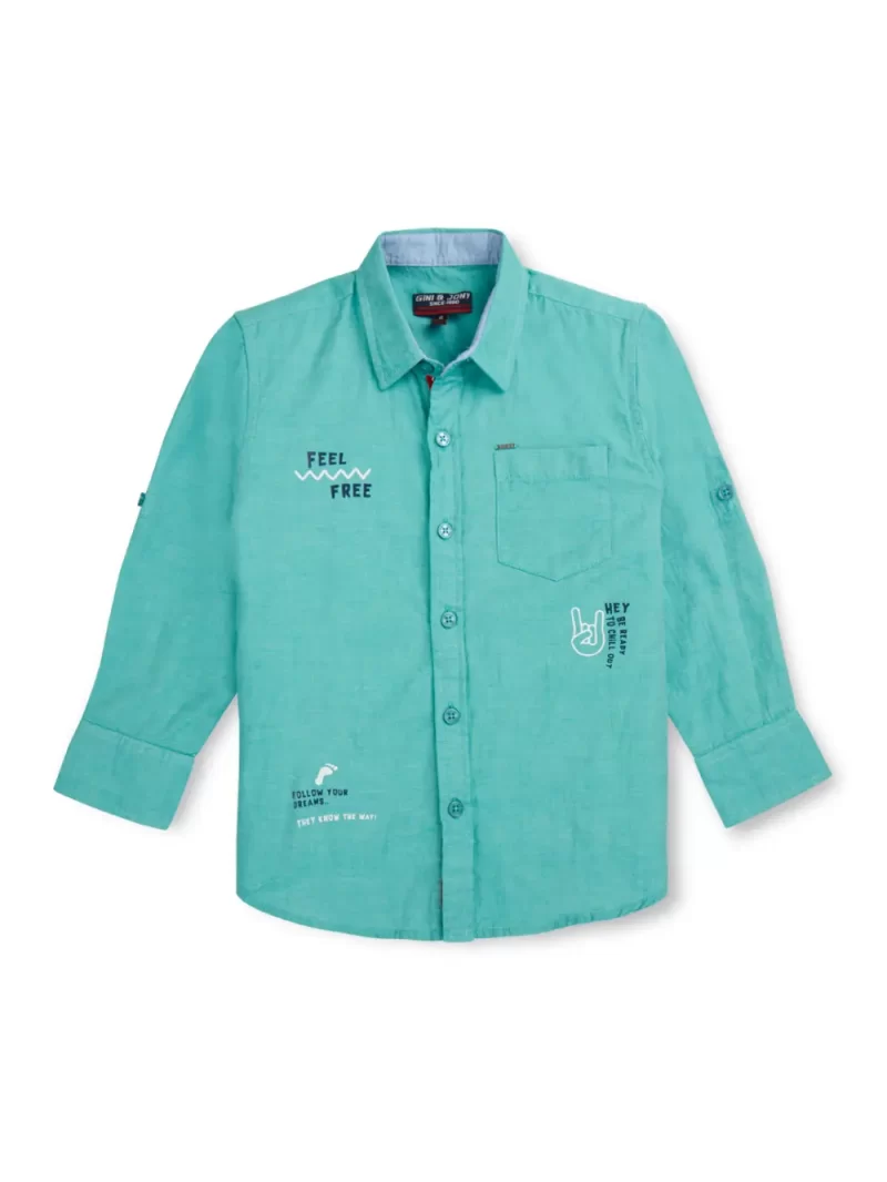 Gini And Jony Boys Solid Cotton Shirt