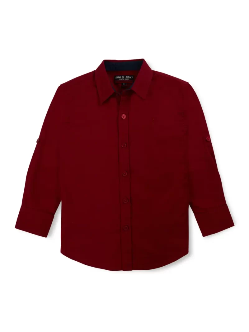 Gini And Jony Boys Solid Cotton Shirt