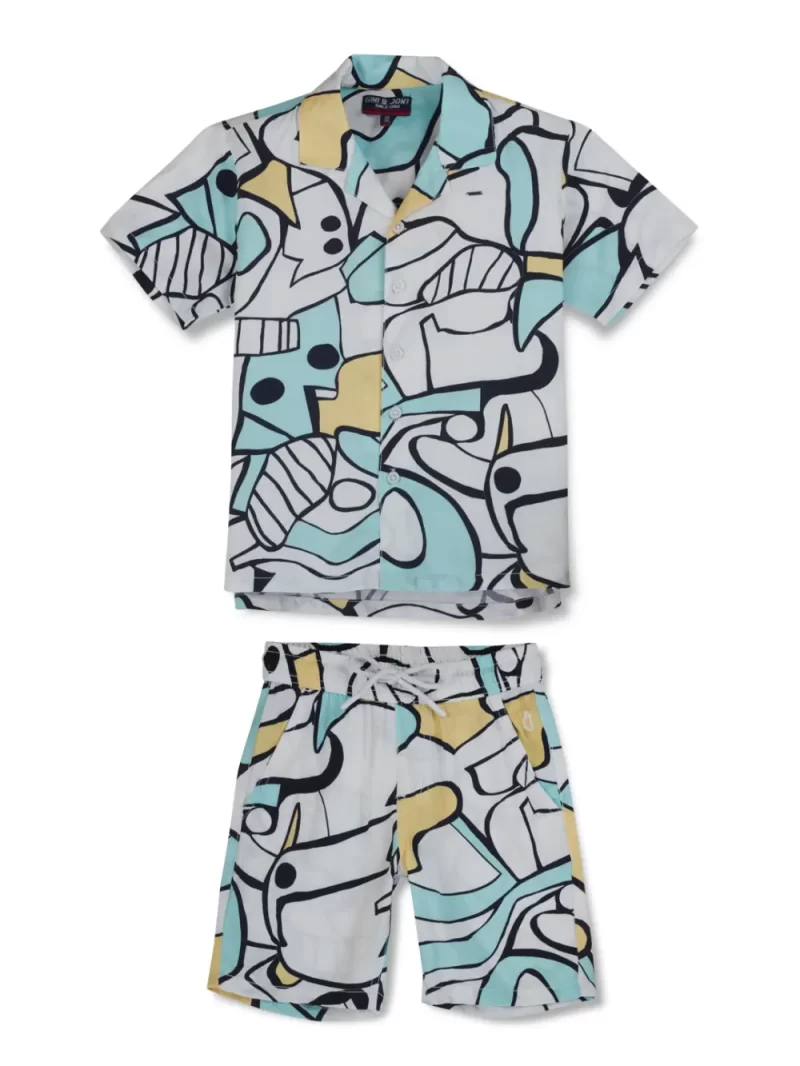 Gini & Jony Boys Multicolor Solid Cotton Co-Ordinate Set