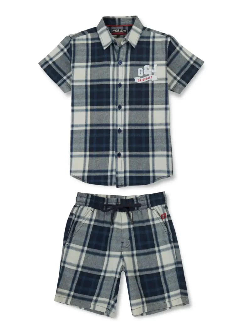 Gini & Jony Boys Multicolor Solid Cotton Co-Ordinate Set