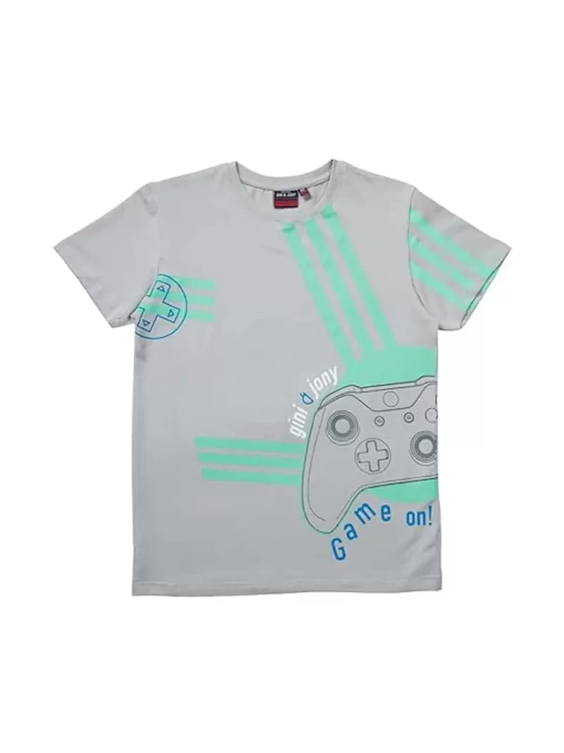 Gini & Jony Boys Grey Graphic Printed T-Shirt (121246526603 C208)