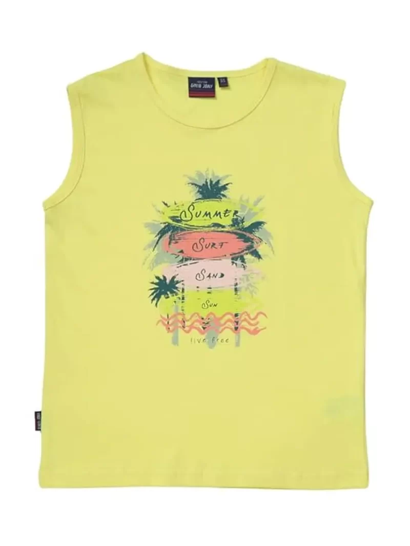 Gini & Jony Boys Yellow Printed Sando (121246526657 C303)