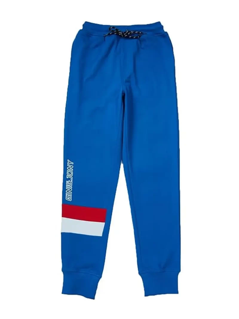 Gini & Jony Boys Blue Printed Cotton Elasticated Track Pant