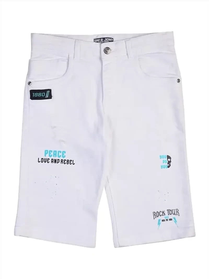 Gini & Jony Boys White Printed Bermuda (121246526834 C101)